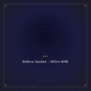 Nehru Jacket - Olive Silk